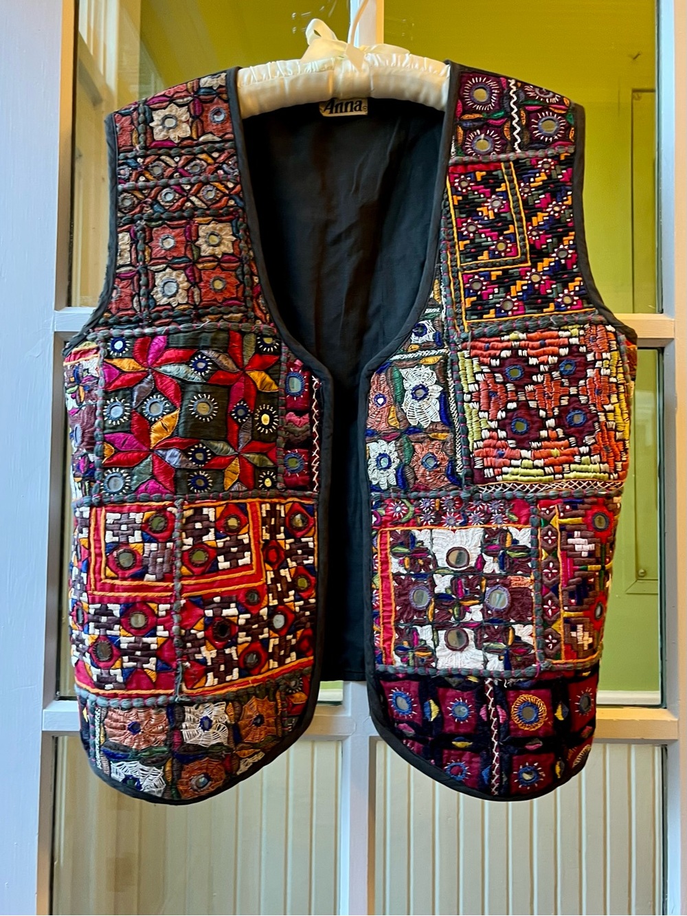ANNA Colorful Embroidered Mirrors & Patchwork Vest Bright Folk Motif or Costume